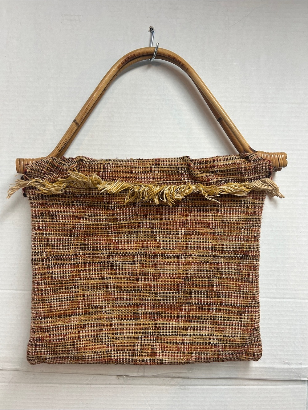 Woven Straw-Handle Tote Bag in Brown